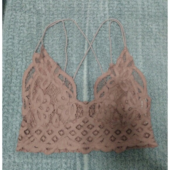 Free People Embroidered Lace Top Blush Small Feminine Boho Cottagecore - Picture 2 of 7